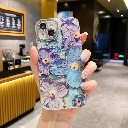 Floral Glitter Case With Glitter Camera Lens For iphone