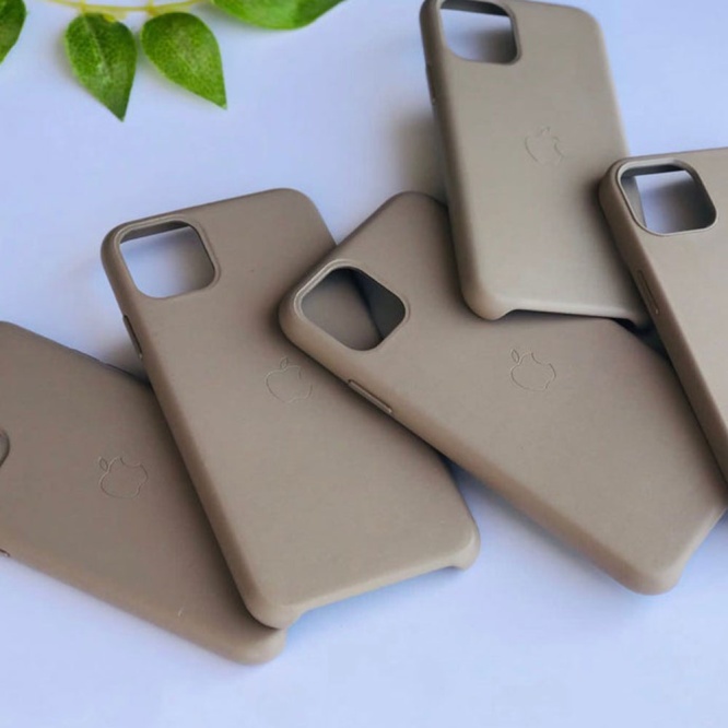 Apple Cases Apple Leather Case Stone Grey 3
