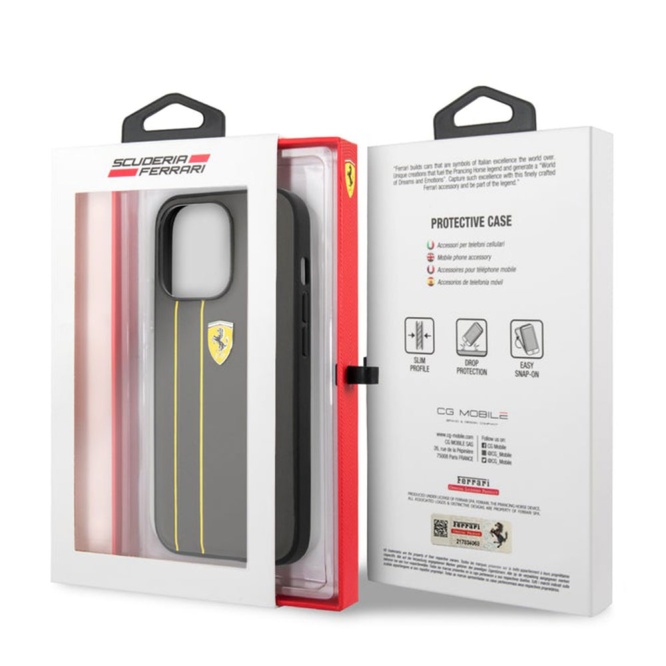 Apple Cases Ferrari Original Leather Embossed Stripes Case Yellow 2