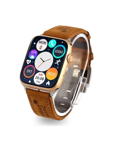 Leather Smartwatches Watch 7 MB Edition with Mont Leather Strap | W17 | Gold Dial | 44mm