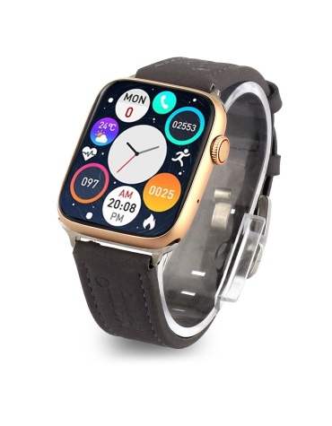 Leather Smartwatches Watch 7 MB Edition with Mont Leather Strap | i7Pro Plus | Gold Dial | 44mm 2