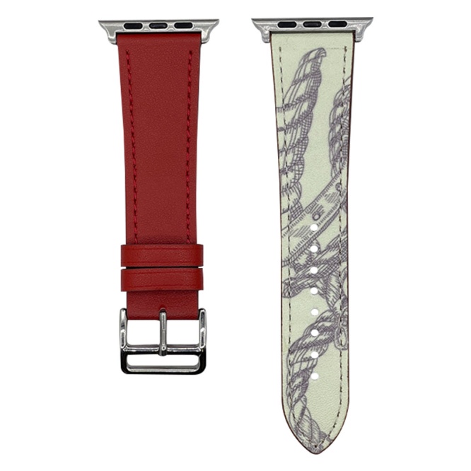 Straps Herm Printed Leather Straps For 42-44mm