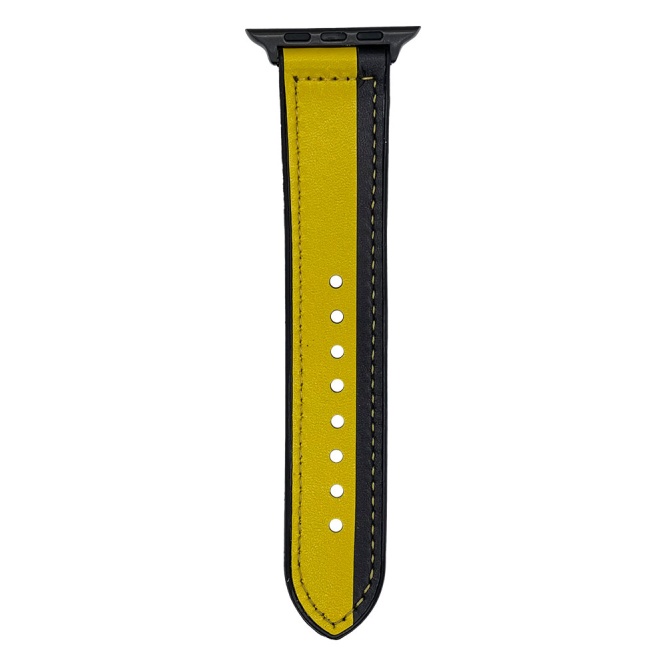 Straps Yellow Black Leather Straps For 42-44mm 3