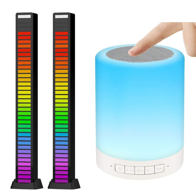 Novelty Tec Pack of 3 LED Music Rhythm Lightning Sound Bar + Touch Lamp Speaker