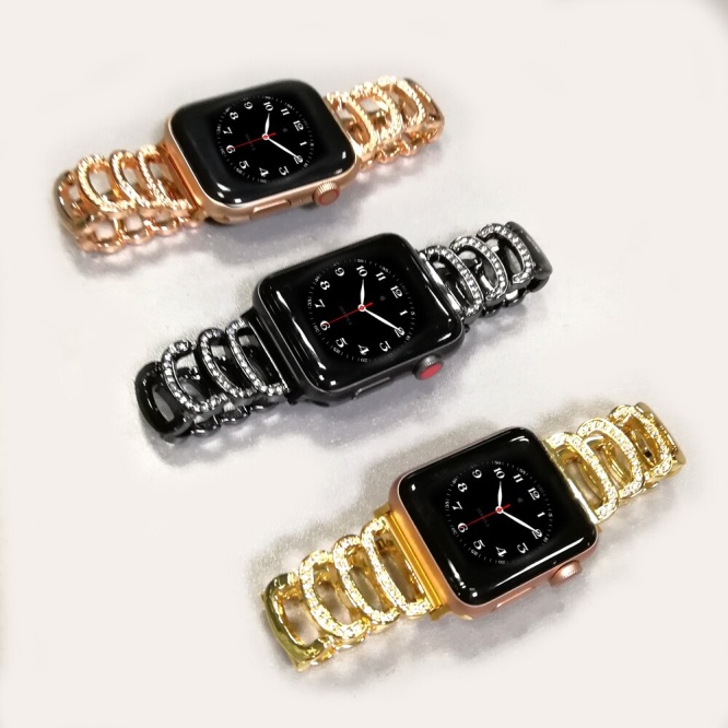 Smartwatch Accessories Snake Diamond Stainless Steel Straps for 42-44mm & 45mm – Black | Silver | Gold | Rose Gold 5