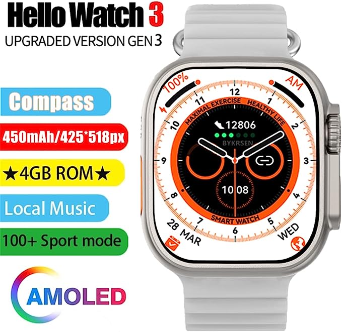 Original Smartwatches Watch Ultra Pro | Hello Watch 3 | Orange, White 3