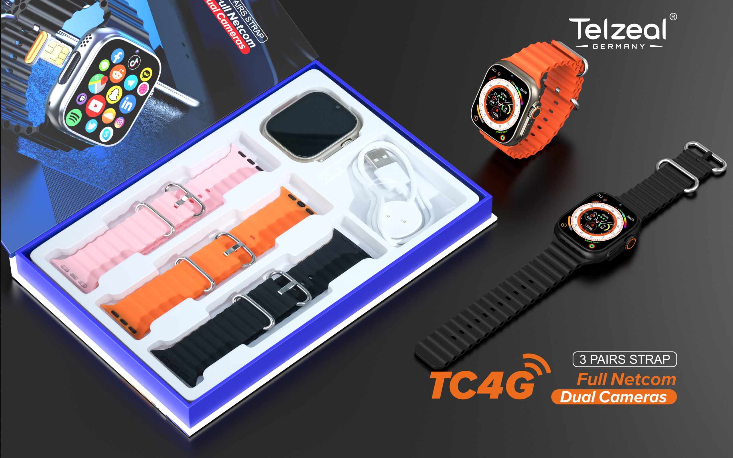 Original Smartwatches Telzeal TC4G Android Ultra Smart Watch With Dual Camera 4